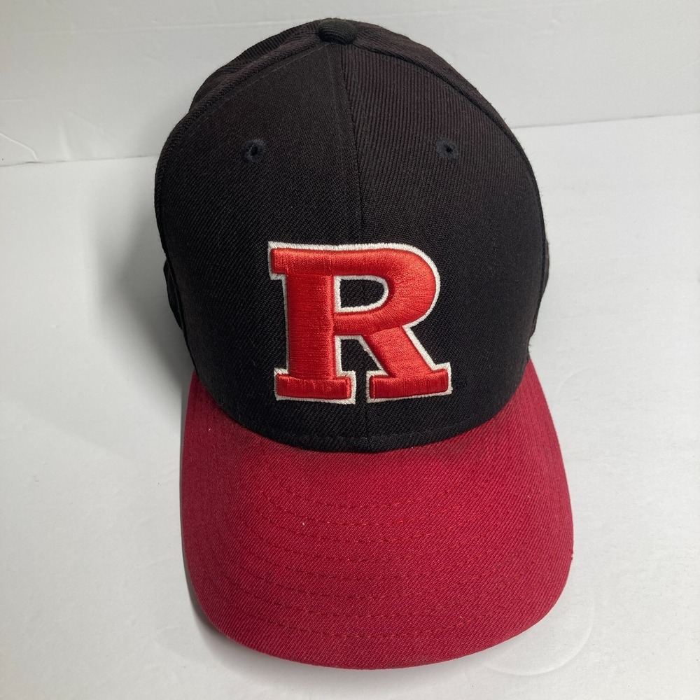 Rutgers University Scarlet Knights Cap Hat Adult  7 3/4‎ Black Red  STAINs
